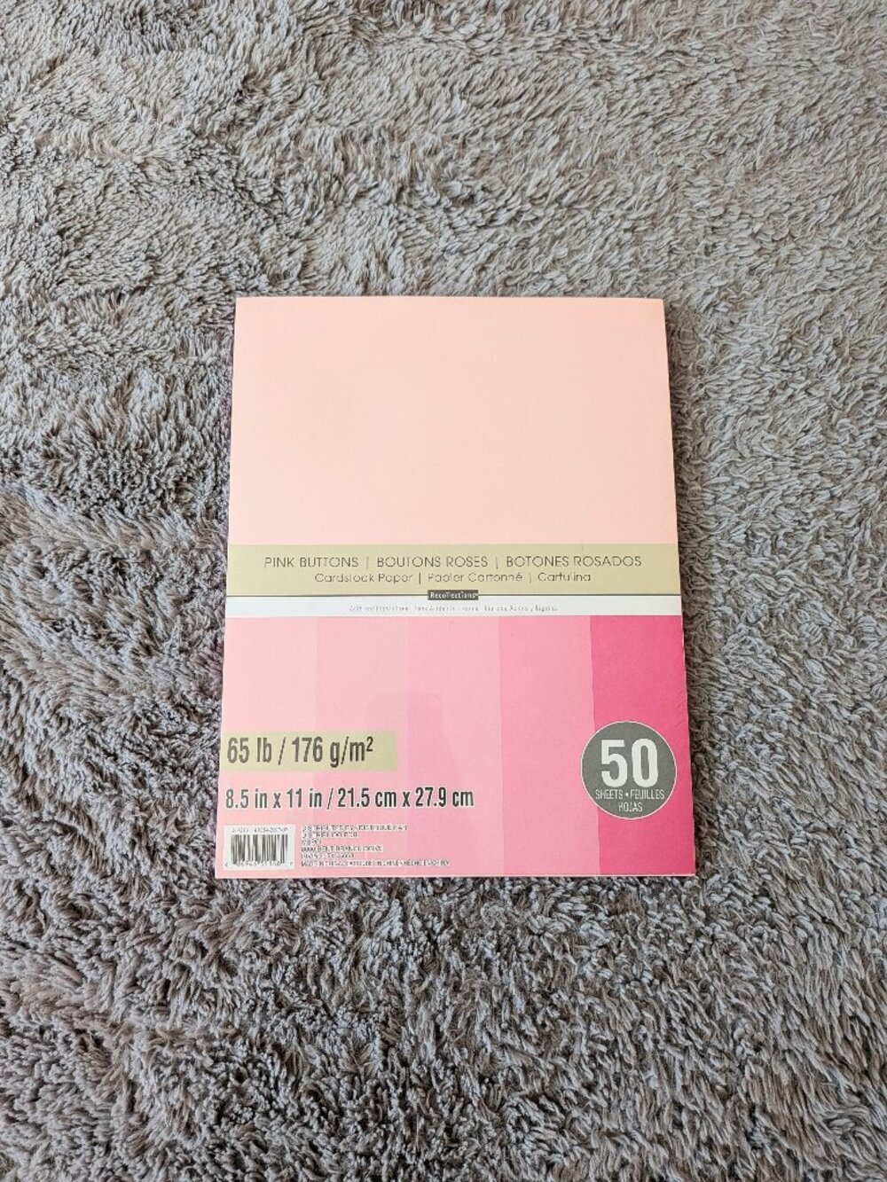 NEW Recollections Pink Buttons Cardstock Paper 8.5x11 - 50 Sheets